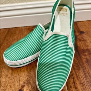Keds for Kate Spade Green Striped Slip-On Sneakers